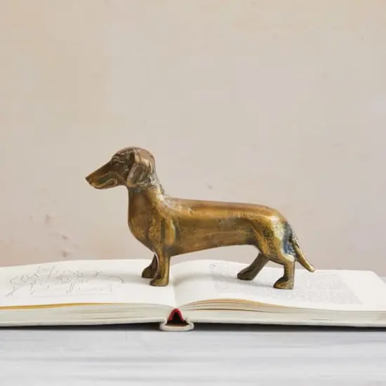 Hello Honey&reg; 6.5" Antique Brass Dachshund Cast Aluminum Tabletop D&eacute;cor {3}