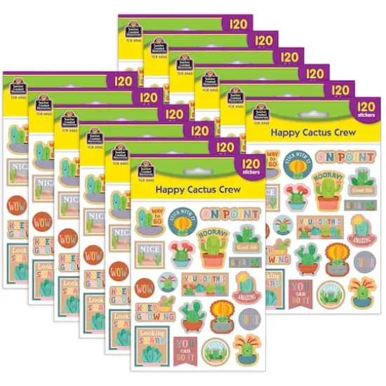 Teacher Created Resources&reg; Happy Cactus Crew Stickers, 120 Per Pack, 12 Packs {1}
