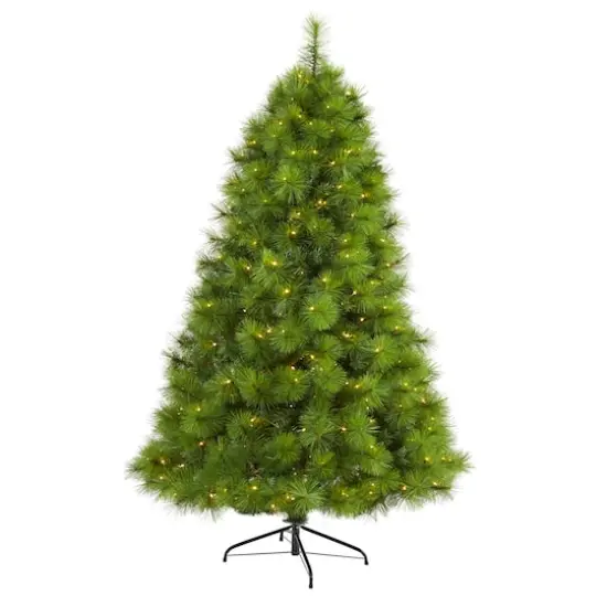 6ft. Pre-Lit Green Scotch Pine Artificial Christmas Tree with Clear LED Lights {4}
