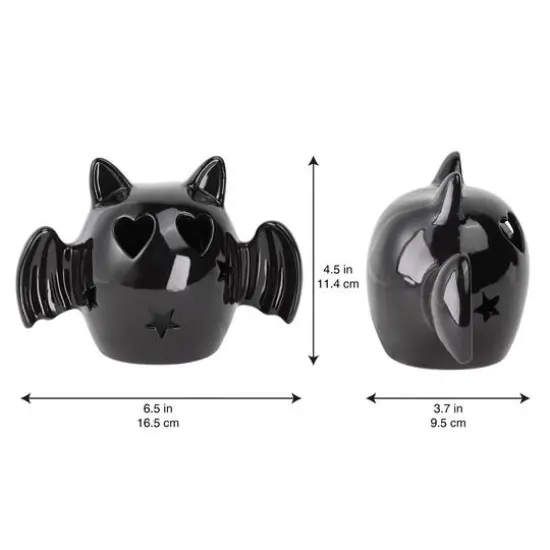 6.5" Black Bat with Heart Eyes LED Ceramic Tabletop D&eacute;cor by Ashland&reg; {5}