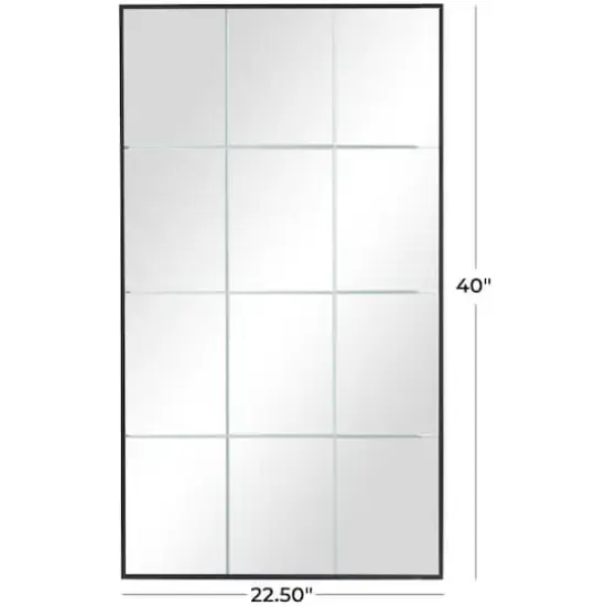 Black Metal Grid Style Panel Wall Mirror 23" x 1" x 40" {7}