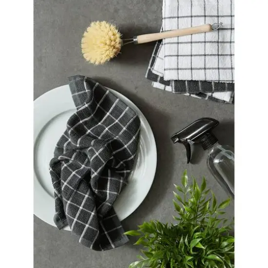 DII&reg; Mineral Gray Combo Windowpane Dishcloths, 6ct. {10}