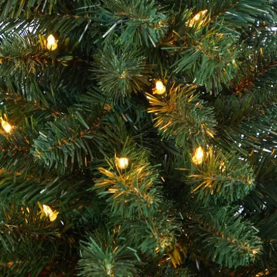 4.5ft. Pre-Lit Northern Rocky Spruce Artificial Christmas Tree in Tower Planter, Clear Lights {3}