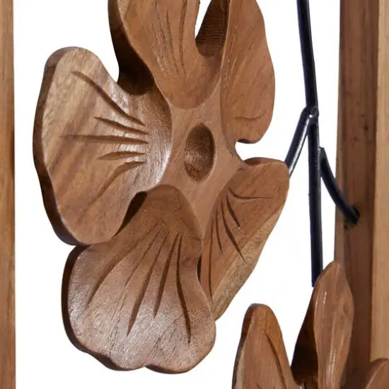 Set of 2 Rust Teak Wood Contemporary Style Wall Decor 14", 32" {4}