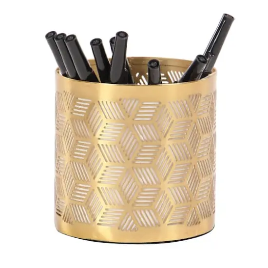 4" Gold Iron Glam Pencil Holder {6}