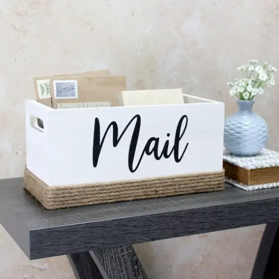 Elegant Designs Mail Script Mail Holder with Handles Black/White {4}