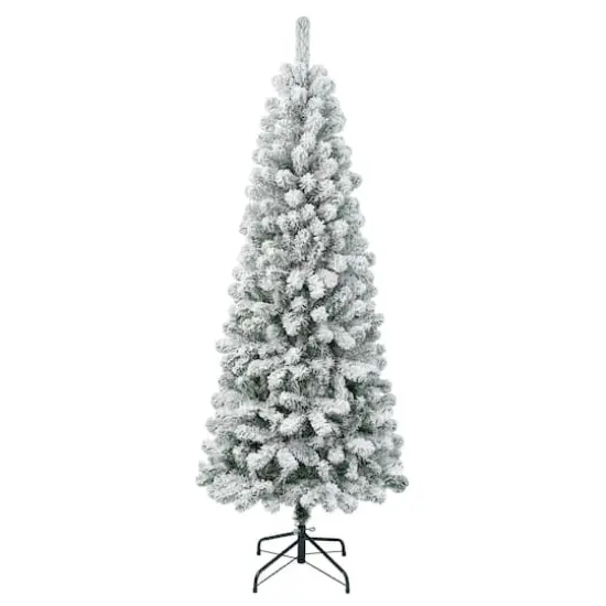 6ft. Unlit Flocked Acacia Medium Artificial Christmas Tree {1}