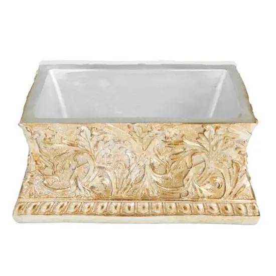 11" Gold Square Traditional Decorative Jar {6}