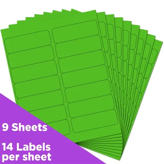 JAM Paper 1.3" x 4" Address Labels, 126ct. Neon Green {6}