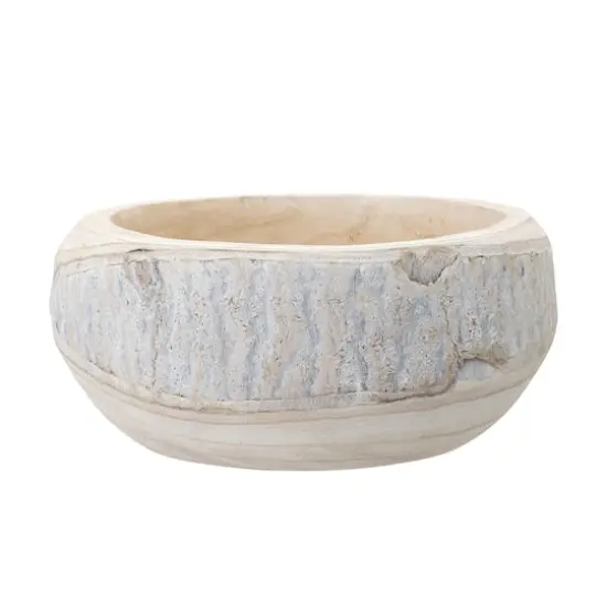 Hello Honey&reg; 10.5" Whitewashed Hand-Carved Paulownia Wood Pot {1}