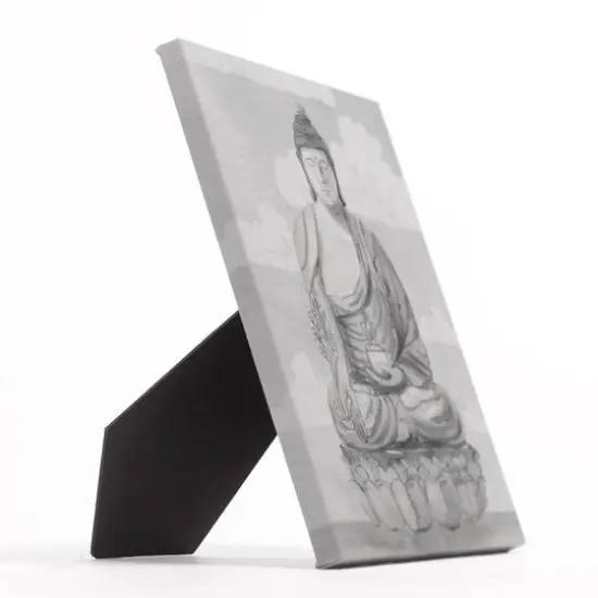 10" Gray Meditative Buddha Tabletop Canvas D&eacute;cor {3}