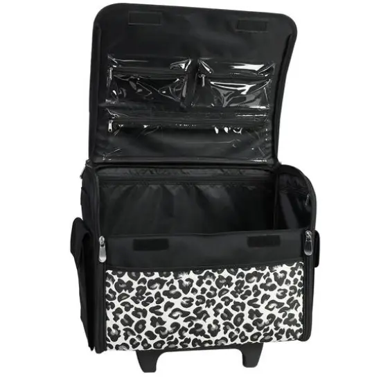 Everything Mary Collapsible Cheetah Print Rolling Sewing Machine Tote {6}
