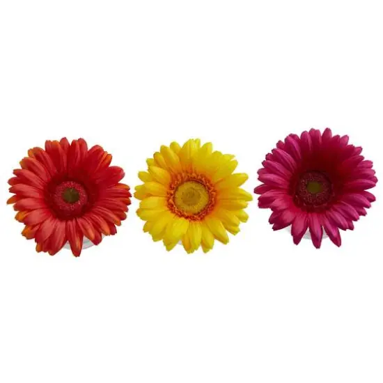 4" Daisy Artificial Arrangement in Glass Vase Set {3}