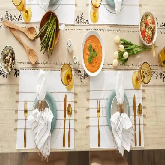 DII&reg; Stripe Tassel Placemats, 4ct. White/Stone {9}