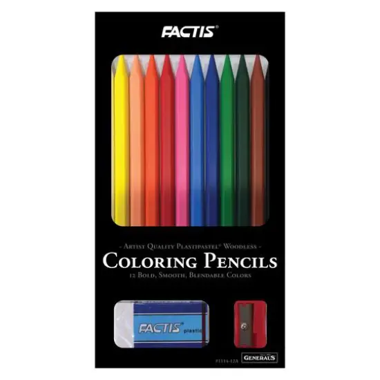 General's&reg; Factis&reg; Plastipastel&reg; Woodless Colored Pencil 12 Color Set {1}