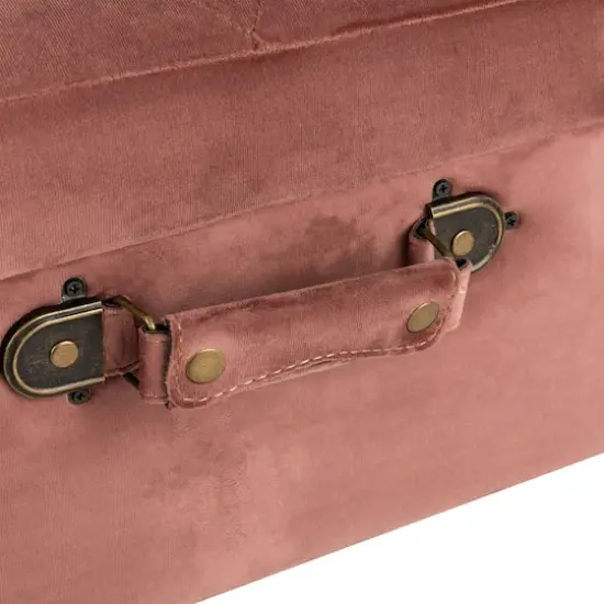 Glitzhome&reg; Velvet Upholstered Storage Stool Pink Clay {8}