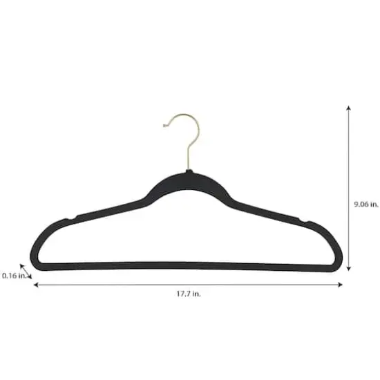 Simplify Slim Velvet Gold Hook Hangers, 25ct. Black {7}