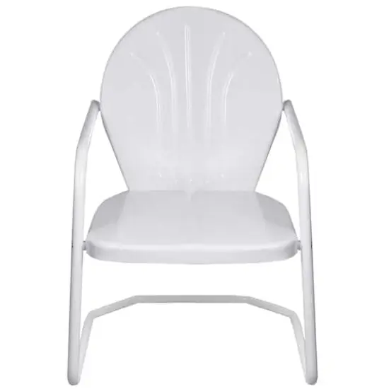 White Retro Metal Outdoor Tulip Chair {3}