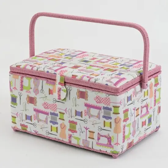 Dritz&reg; X-Large Pink Sewing Notions Sewing Basket {1}