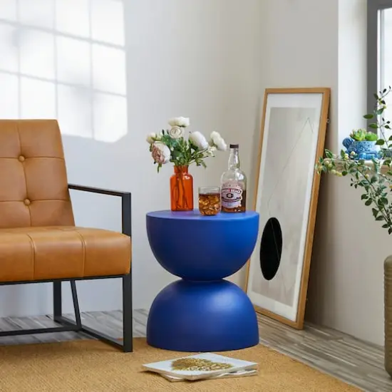 Glitzhome&reg; 18" Multi-Functional Terrazzo Garden Stool Cobalt Blue {6}