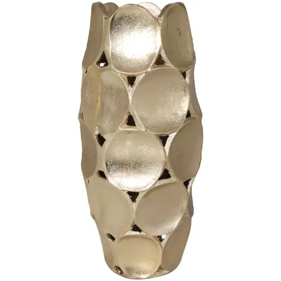 Gold Aluminum Geometric Open Framed Vase with Circular Plates Set {5}