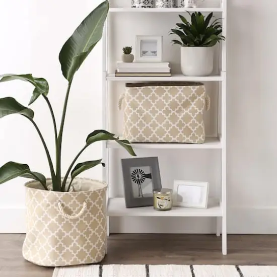 DII&reg; Medium Rectangle Polyester Lattice Bin Vintage Linen {4}