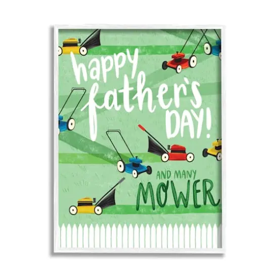 Stupell Industries Happy Father's Day Lawn Mowers Framed Giclee Art White {1}