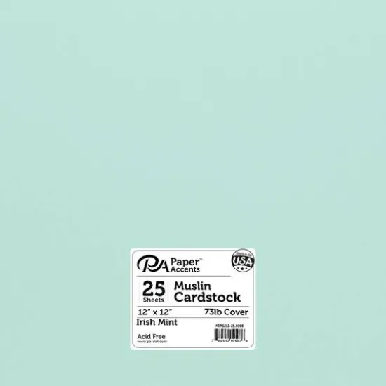 PA Paper&trade; Accents 12" x 12" Muslin 73lb. Cardstock, 25 Sheets Irish Mint {1}