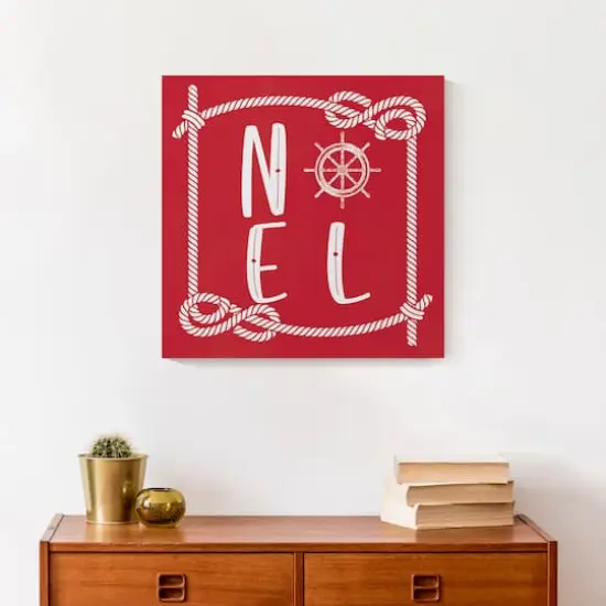 16" Red Nautical Noel Christmas Canvas Wall D&eacute;cor {3}