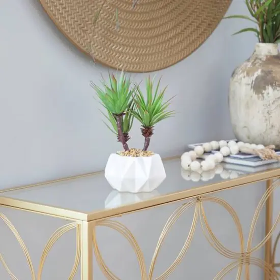 11" Contemporary Style Artificial Succulent in White Ceramic Pot {7}