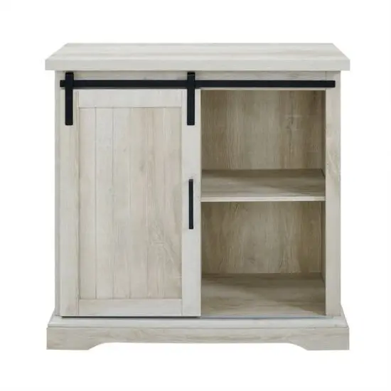 Edison Walker 32" White Oak Sliding Grooved Door Modern Accent Cabinet {3}