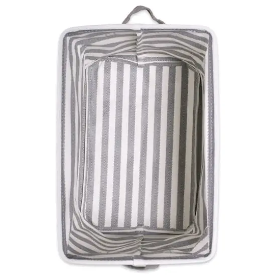 DII&reg; Small Gray & White Herringbone Striped PE-Coated Cotton Laundry Bins, 2ct. {6}