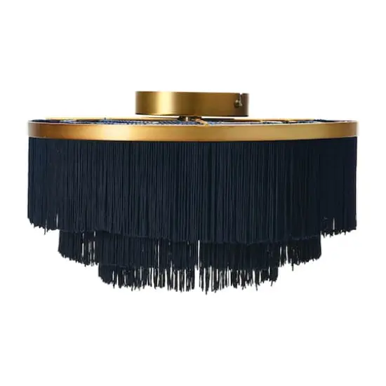 Hello Honey® 13.75" Round Flush Mount Fringe Light Fixture Navy {5}