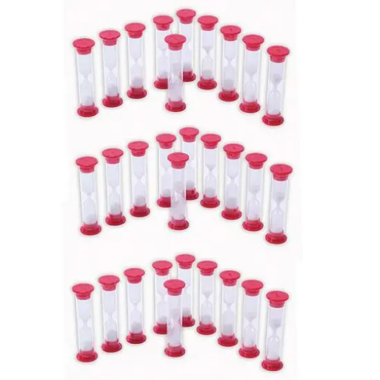 Learning Advantage&trade; Red Sand Timers - 1 Minute, 3 Packs of 10 {1}