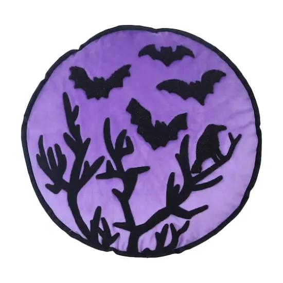 17" Purple Halloween Bat & Crow Tree Accent Pillow by Ashland&reg; {1}