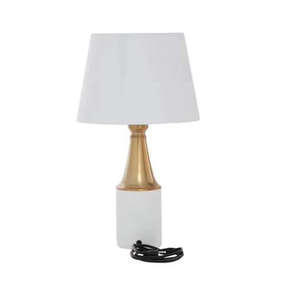 CosmoLiving by Cosmopolitan White Metal Traditional Table Lamp, 21" x 12" x 12" {3}