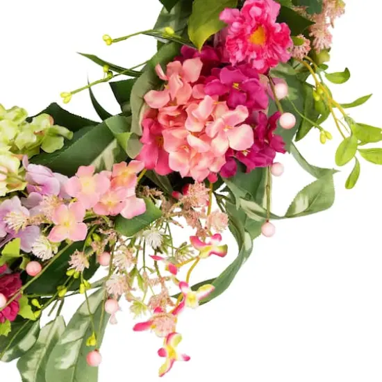 24" Leafy Hydrangea Floral Spring Wreath {6}