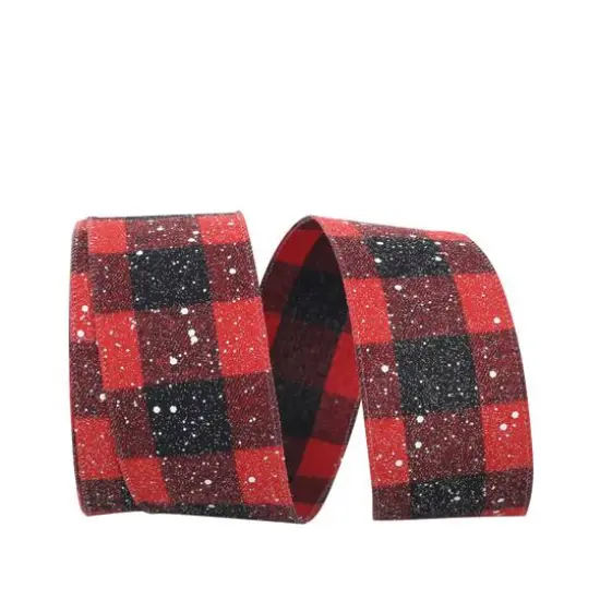 JAM Paper 2.5" x 20yd. Wired Snow Speckled Large Buffalo Check Ribbon {1}