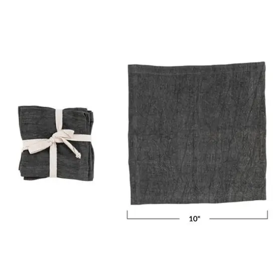Hello Honey&reg; 10" Square Stonewashed Linen Cocktail Napkins, 4ct. Charcoal {8}