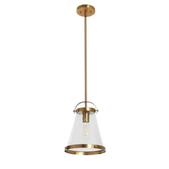 Hello Honey® Robert Stevenson Lighting Wesley Metal & Seedy Glass Ceiling Light Brushed Gold {9}