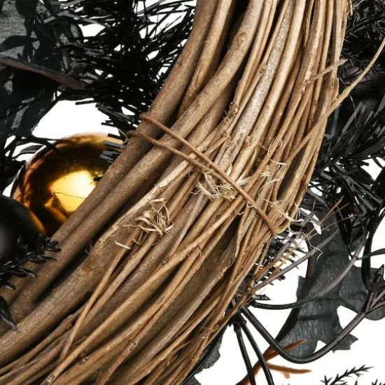 24" Halloween Wreath with Ball Ornaments {5}