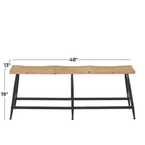 Brown Metal Industrial Bench 19" x 48" x 13" {7}