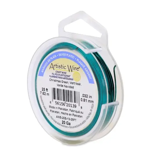 Artistic Wire&reg; 20 Gauge Silver Plated Tarnish Resistant Colored Copper Craft Wire, 25ft. Christmas Green {1}