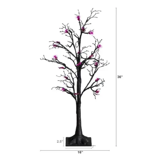 3ft. Pre-Lit Artificial Halloween Spider Twig Tree with 36 Purple LED Lights {3}