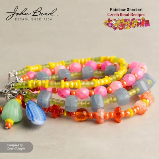 John Bead Czech Glass Recipe Box Beading Kit Rainbow Sherbert {3}
