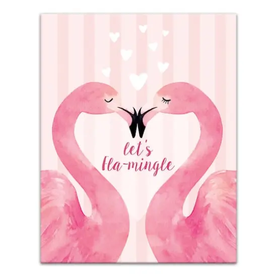 Flamingo Mistletoe Valentine's Canvas Wall Art {1}