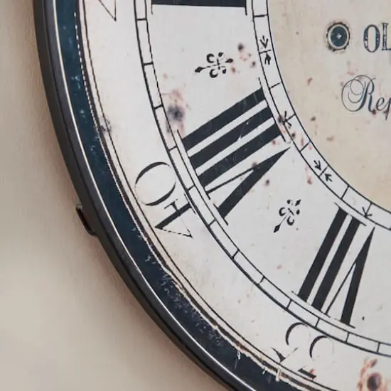 32" White Wood Vintage Wall Clock {4}