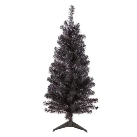 4ft. Unlit Holographic Brown Slim Artificial Tinsel Christmas Tree {1}