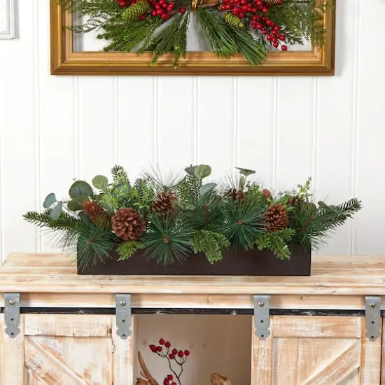 30" Evergreen Pine & Pine Cone Artificial Christmas Centerpiece {5}