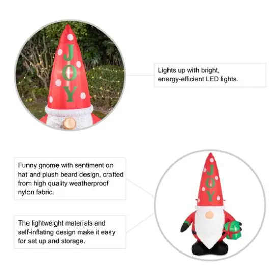 Glitzhome&reg; 6ft. Lighted Inflatable Gnome D&eacute;cor {7}
